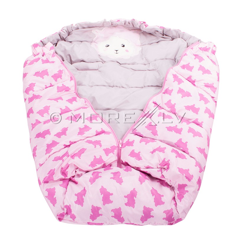 Baby stroller sleeping bag SB007 pink with a print