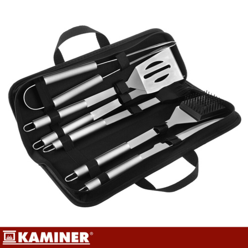 Barbecue utensils - set of 6 accessories + case