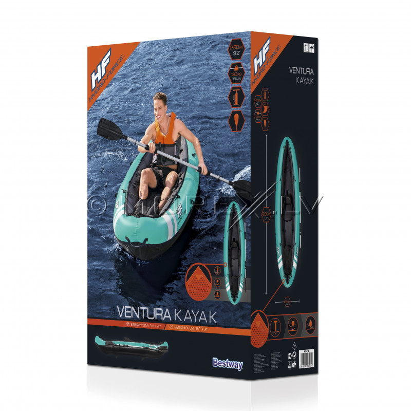 Inflatable single-seat kayak Bestway Ventura, 280x86 cm, 65118