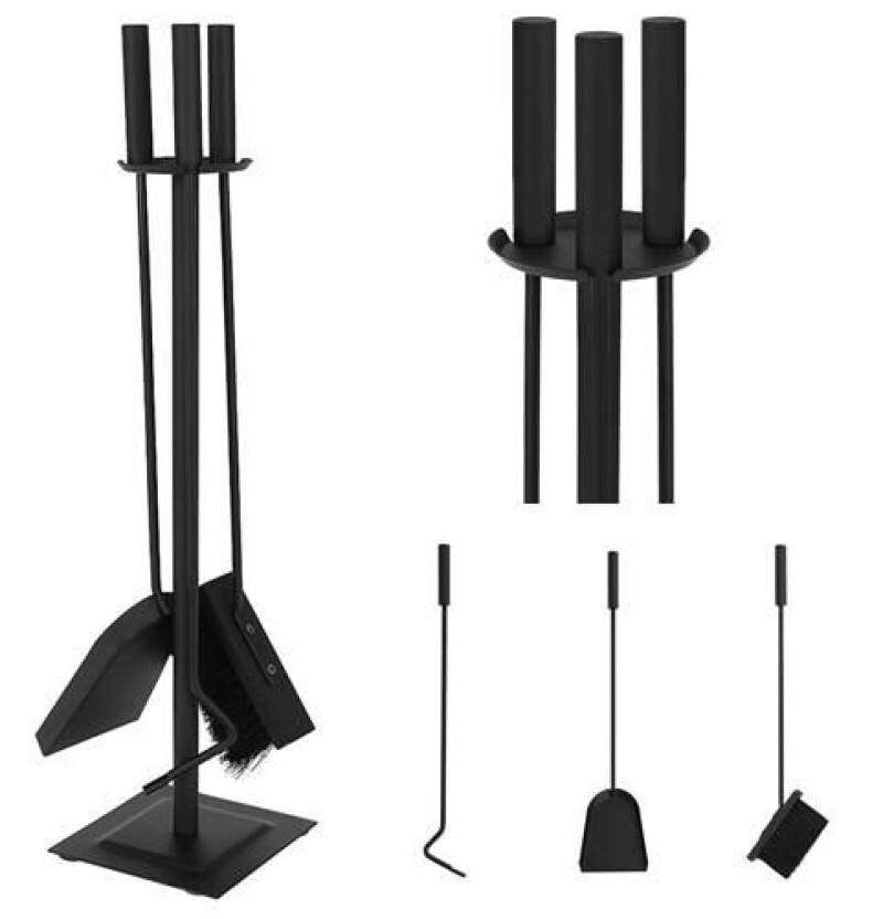 Fireplace tools in 3 pcs set, black