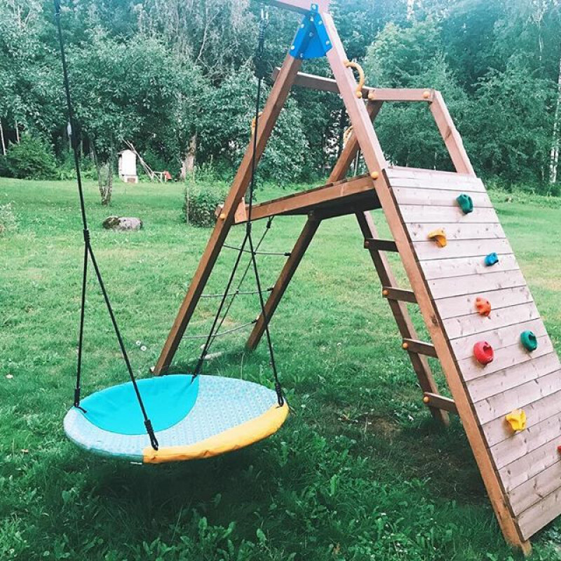 Šūpoles-stārķa ligzda Winkoh Ø100 cm, KBT, tirkīza-dzeltenas