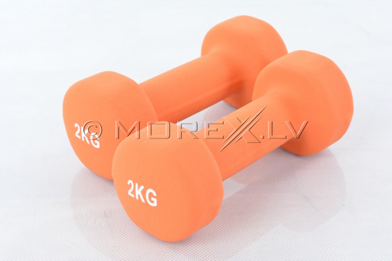 Two vinyl dumbbells 2kg