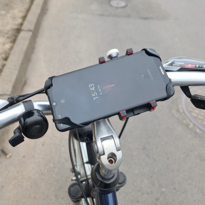 Telefona turētājs velosipēdam, sarakns-melns