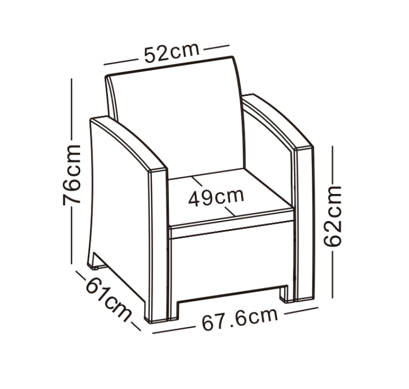 Atzveltnes krēsls ar rotangpalmas dizainu 68x65.6x76 cm, tumši pelēks