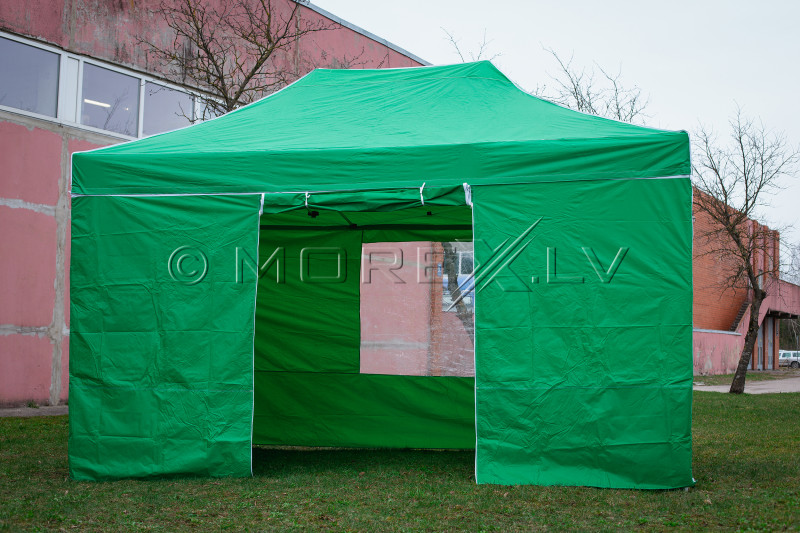 Pop Up Saliekamā nojume 3x4.5 m, ar sienām, Zaļa, X sērija, alumīnijs (tents, paviljons, telts)