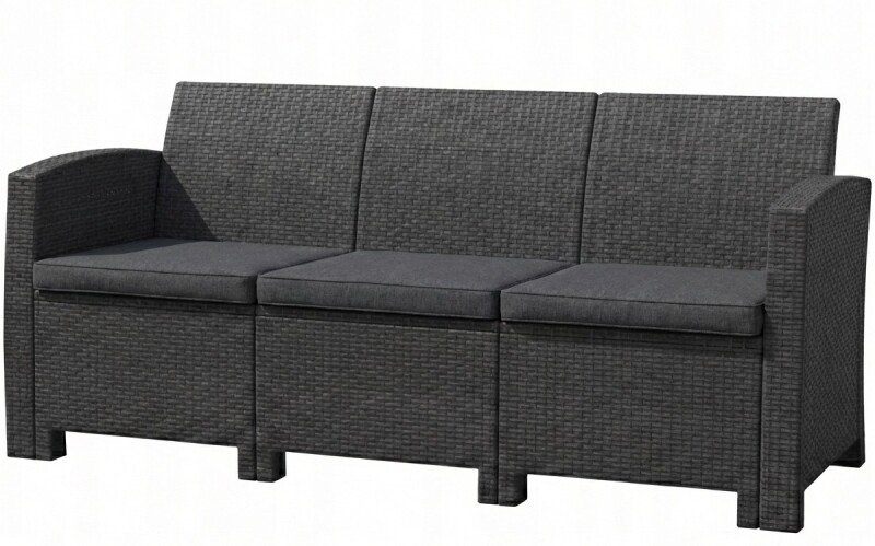 Triple rattan garden sofa 172 cm, grey