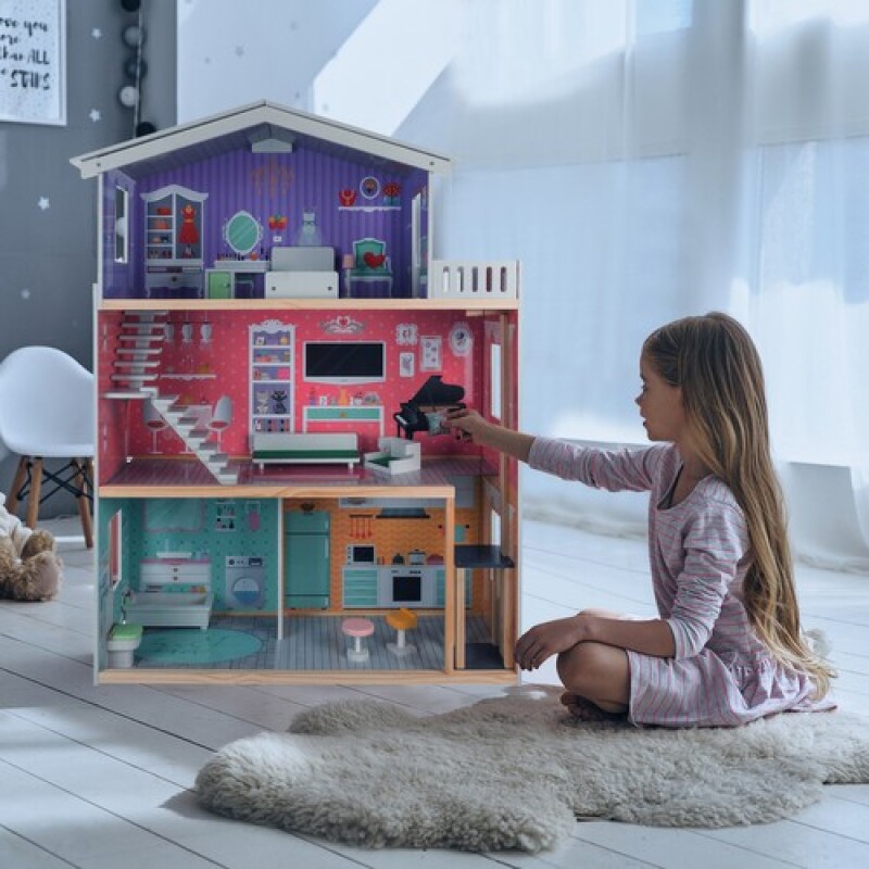 Big wooden dollhouse, 114x81.5x30.5cm