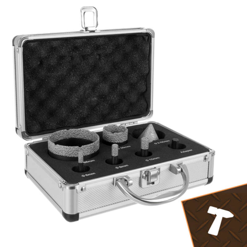 Diamond Core Drill Bit Set, 7-Piece (for Tiles, Concrete, Stone)