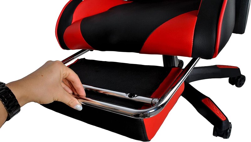 Kompiuterinių žaidimų mėgėjo kėdė su atrama kojoms, raudona ir juoda (8979)