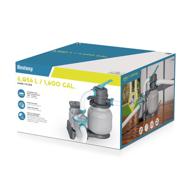 Bestway 58497 baseinu smilšu filtrs un sūknis 6056 L, tvertne 9 kg