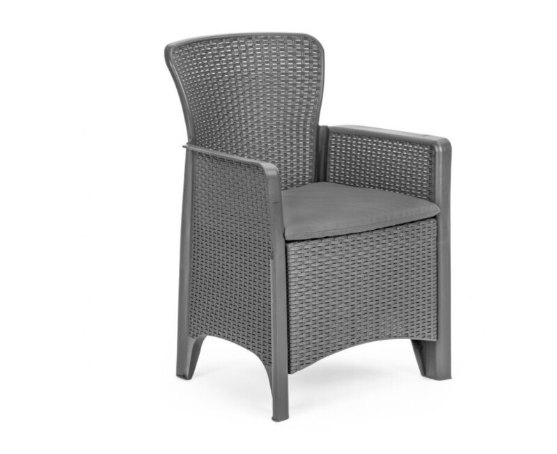 Rattan garden arm chair 55x55x85,5 cm, charcoal 2 pcs.