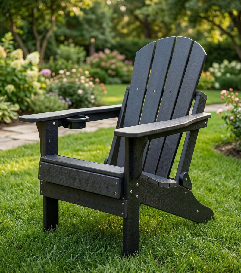 Garden chair Adirondack with footrest 79x72x95-120 cm, black