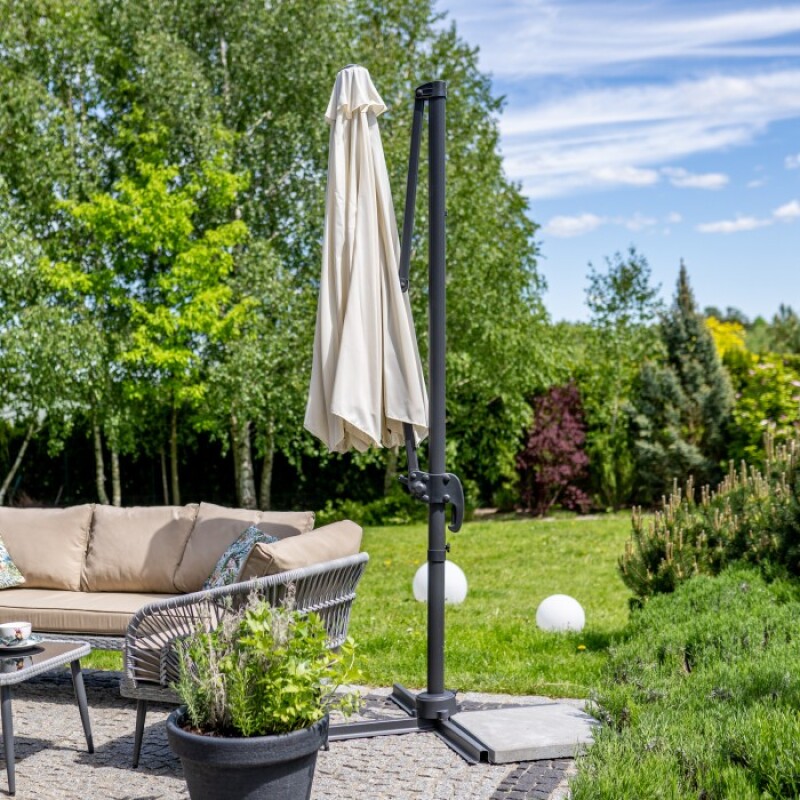 Sun protection umbrella on a stand, 3.5 m, beige