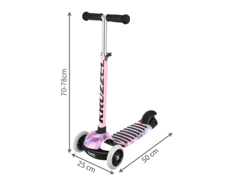 Scooter with two steered front wheels Rapid PU, pink