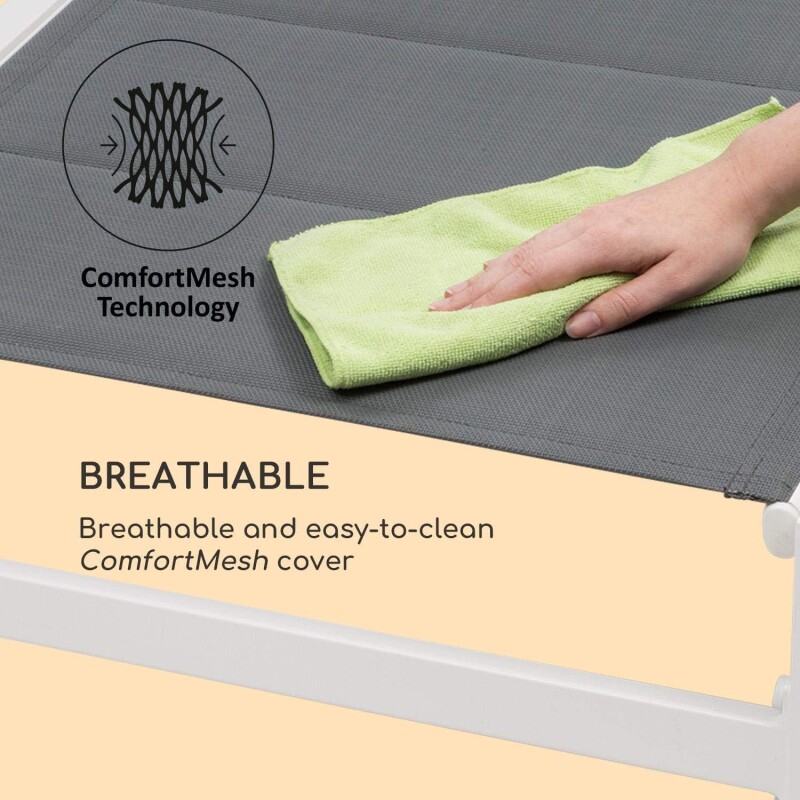 Sun lounger, subbed 199x65x35 cm, light gray