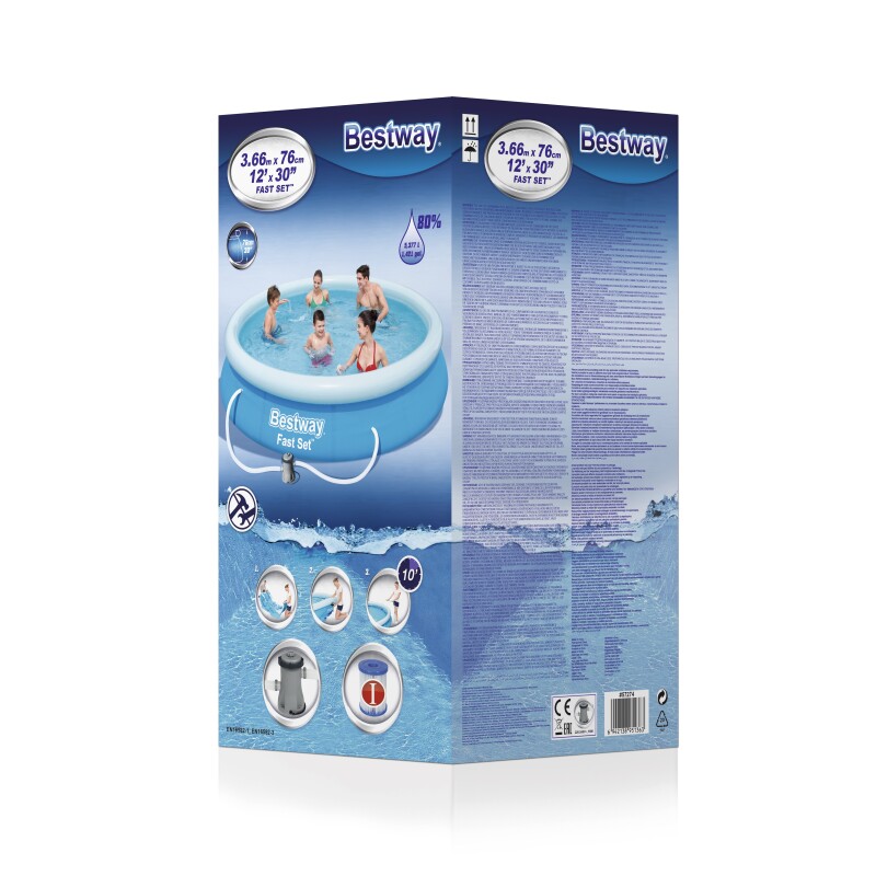 Бассейн Bestway Fast Set 366х76 см Pool Set, с фильтрующим насосом (57274)