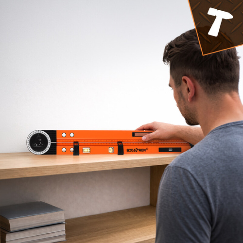 Multifunctional 3-in-1 Adjustable Angle Square, Spirit Level and Compass