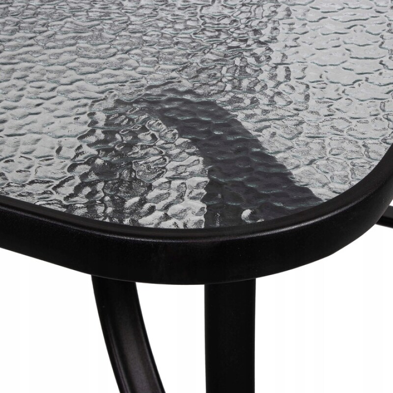 Table, metal with glass surface 150 x 90 x 71 cm Black