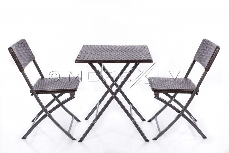 Square plastic folding table with a rattan design 62x62x74 cm