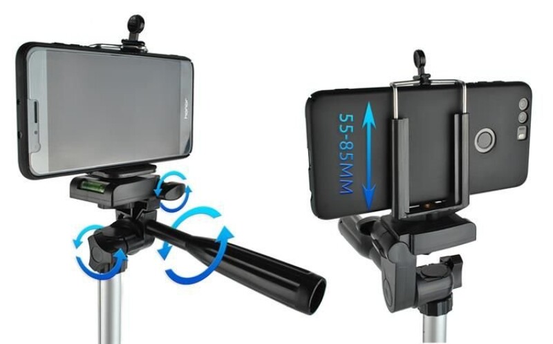 Camera stand 133 cm with phone holder and remote controller