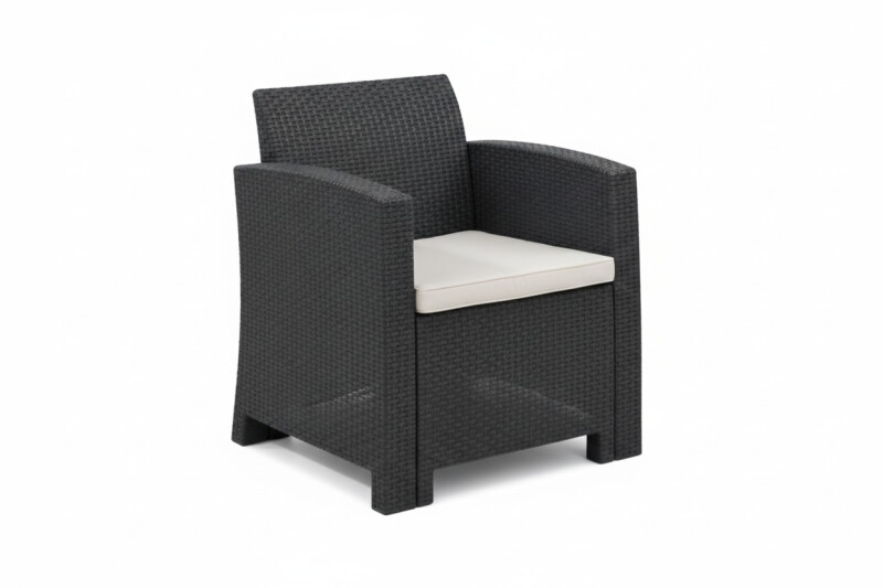 Садовый стул со спинкой с дизайном ротанга 68x65.6x76 см, тёмно серый