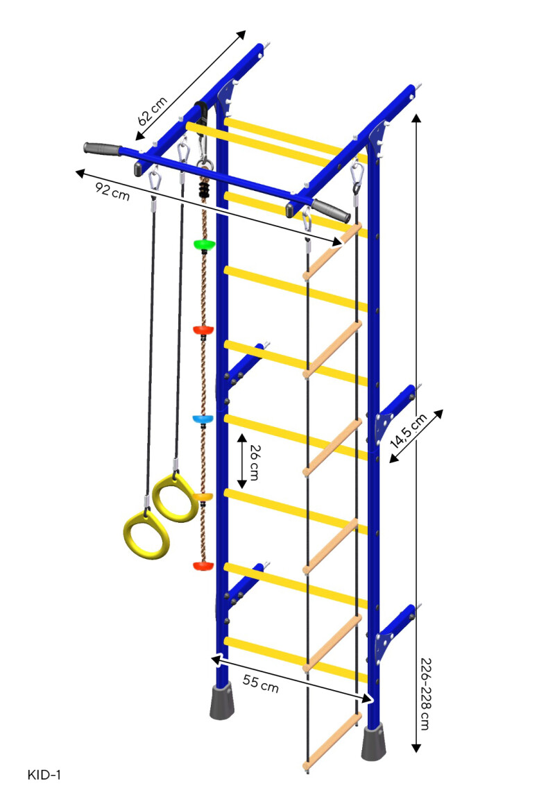 Sporto kompleksas, gimnastikos sienelė RESTPRO® KID-1 Blue