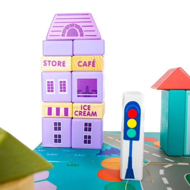 Koka klucīšu komplekts PILSĒTA 115 gab.