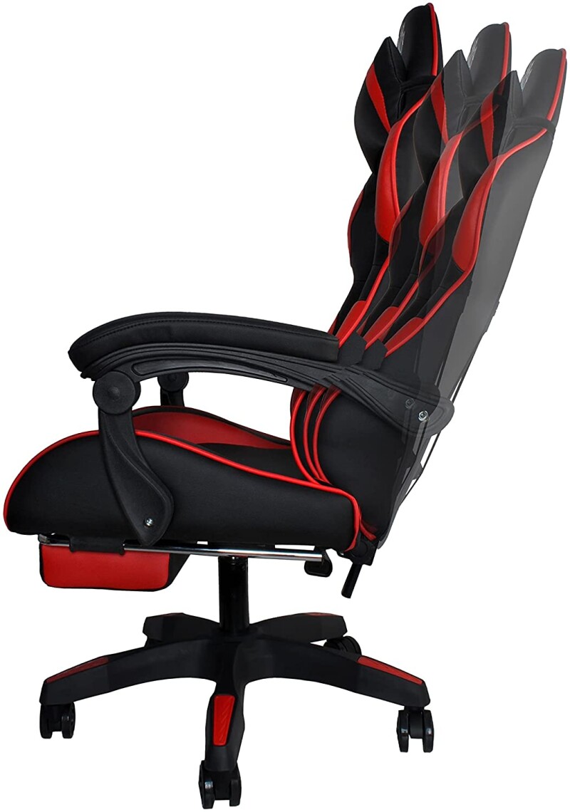 Spēļu datorkrēsls ar kāju balstu, sarkans-melns (8979)