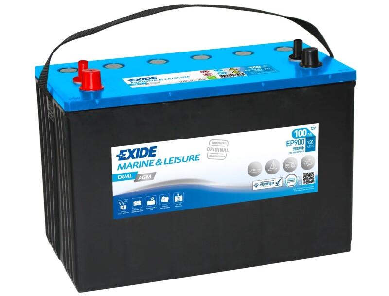 Силовой лодочный аккумулятор EXIDE Dual AGM EP900 100AH (C20)