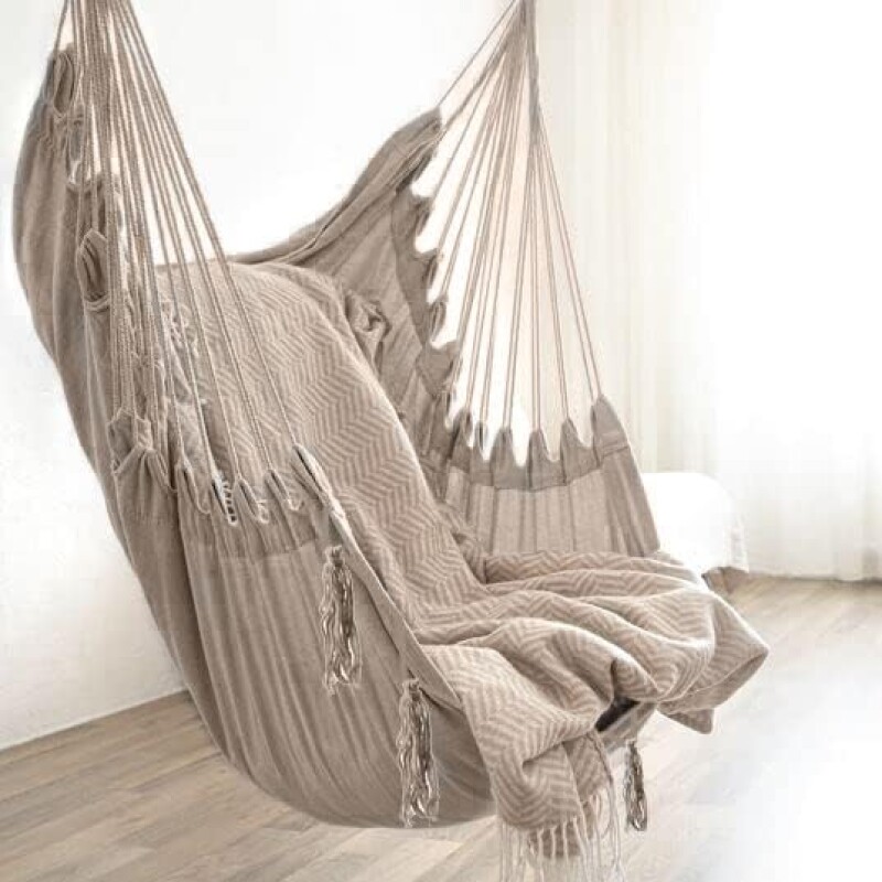 Guļamtīkls-šūpuļkrēsls 130x100 cm, bēšs