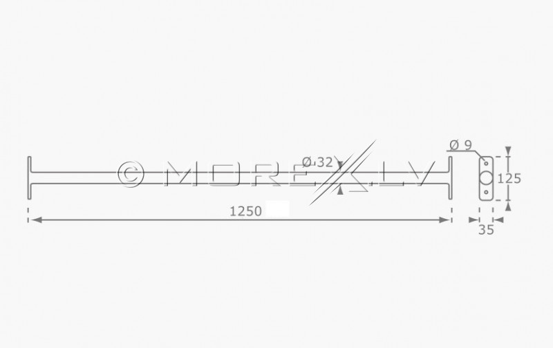 Metal pull up bar КВТ 125 cm, red