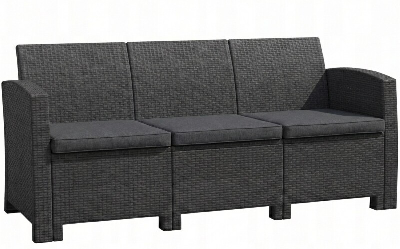 Triple rattan garden sofa 172 cm, grey