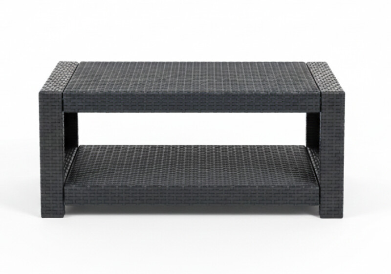 Садовый стол с дизайном ротанга 93x56x38 см, тёмно серый