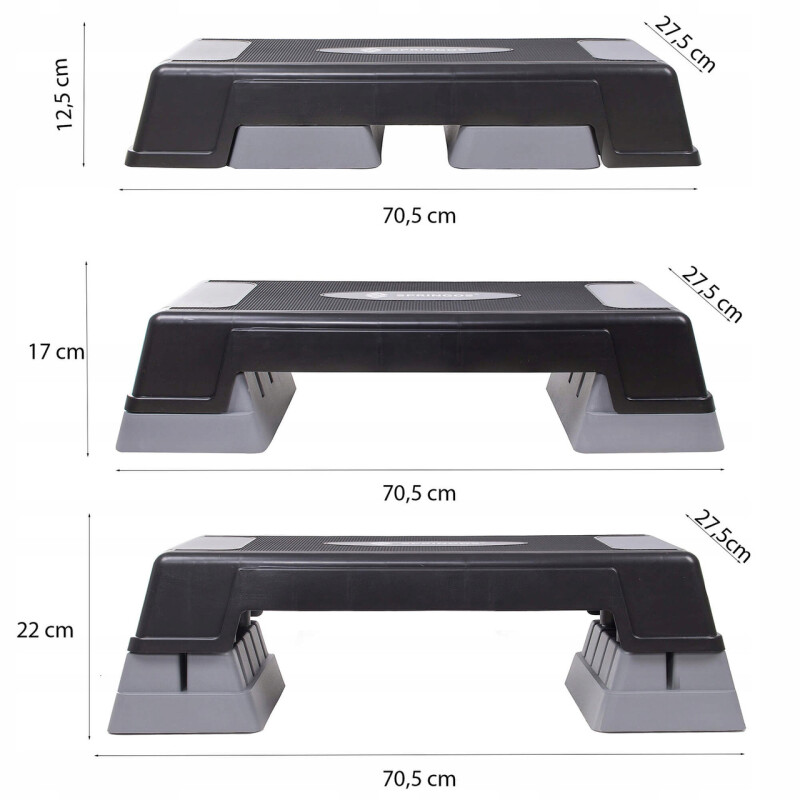 Aerobic Fitness Step Platform 3 levels of height, 70,5 x 27,5 cm