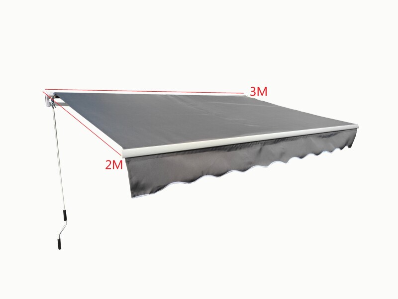 Retractable Patio Awning / Sun Shade 3x2 m, grey