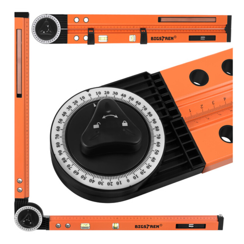 Multifunctional 3-in-1 Adjustable Angle Square, Spirit Level and Compass