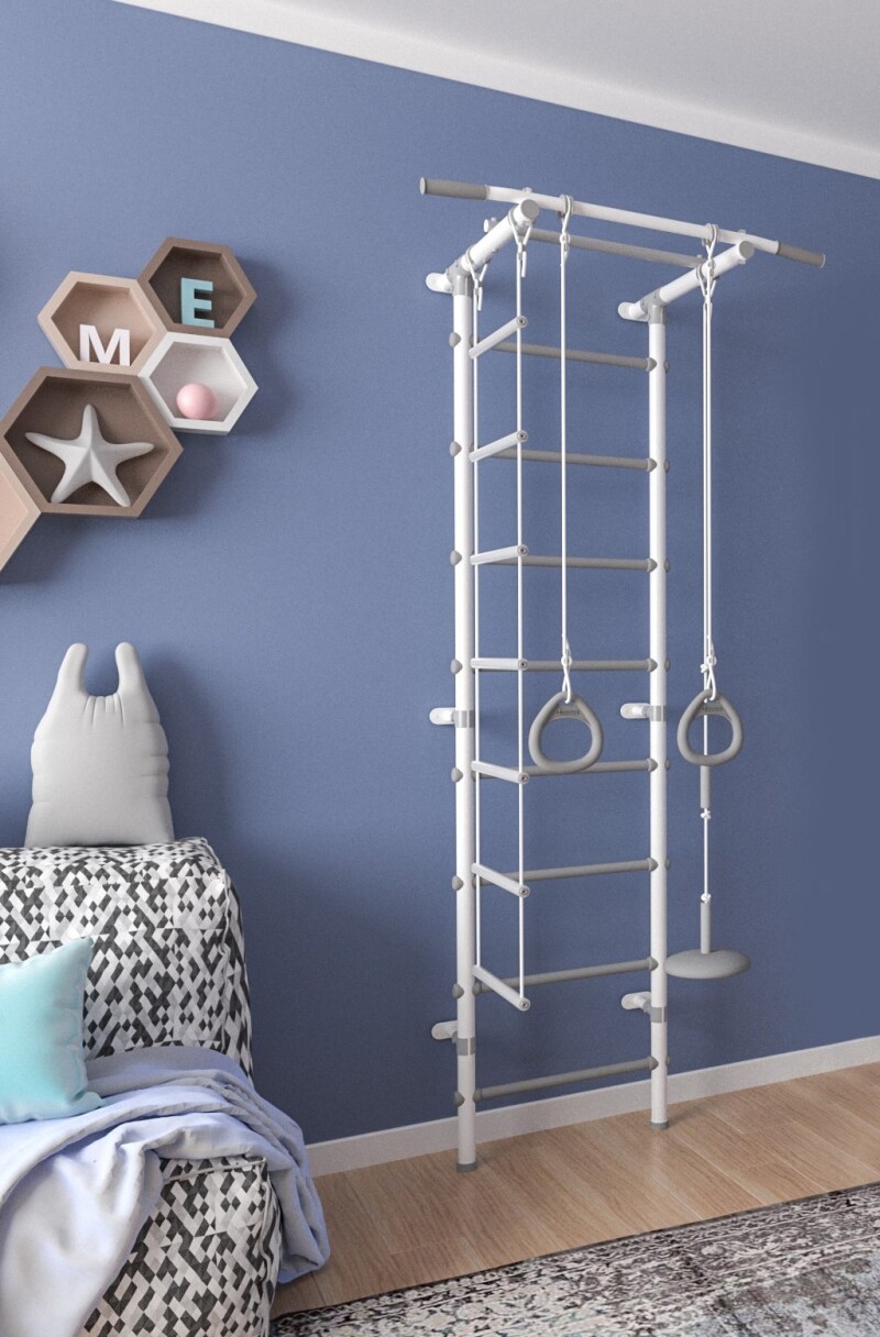 Swedish wall for children PASTEL-1 white-grey 217x52,5 cm