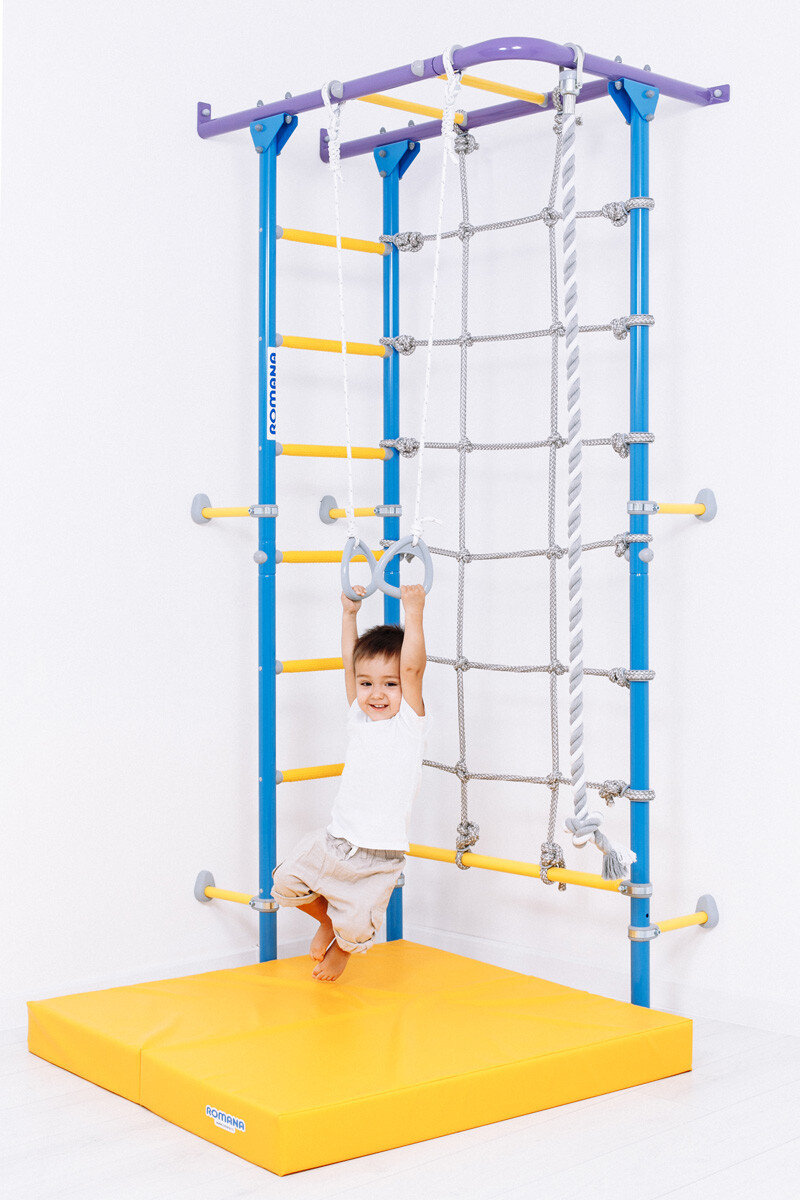Детская шведская стенка ROMANA S4 сиренево-голубой, 219,6 x119x70,2 см