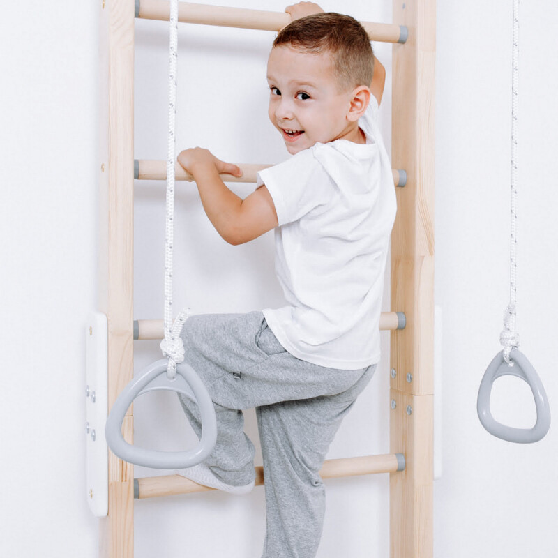 Wooden Swedish gymnastic wall ROMANA Eco 1, beige 235,5-270x51cm