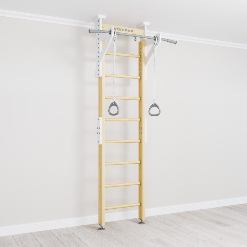 Wooden Swedish gymnastic wall ROMANA Eco 1, beige 235,5-270x51cm