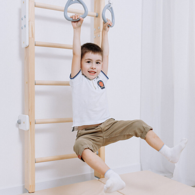 Wooden Swedish gymnastic wall ROMANA Eco 1, beige 235,5-270x51cm