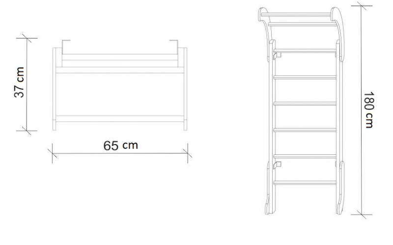 Детская шведская стенка BABY MINI-1 белый-радуга, 180x65x37см