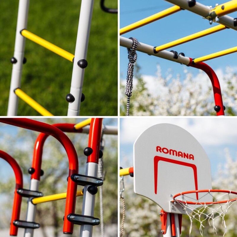 Āra sporta komplekss, bērnu rotaļu laukums ROMANA FITNESS-2, balts-dzeltens-sarkans