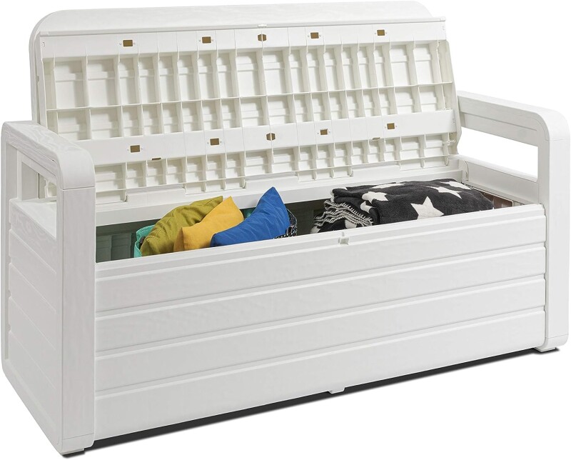 Garden storage bench with box 132x58x89, white, Тoomax (Italy)