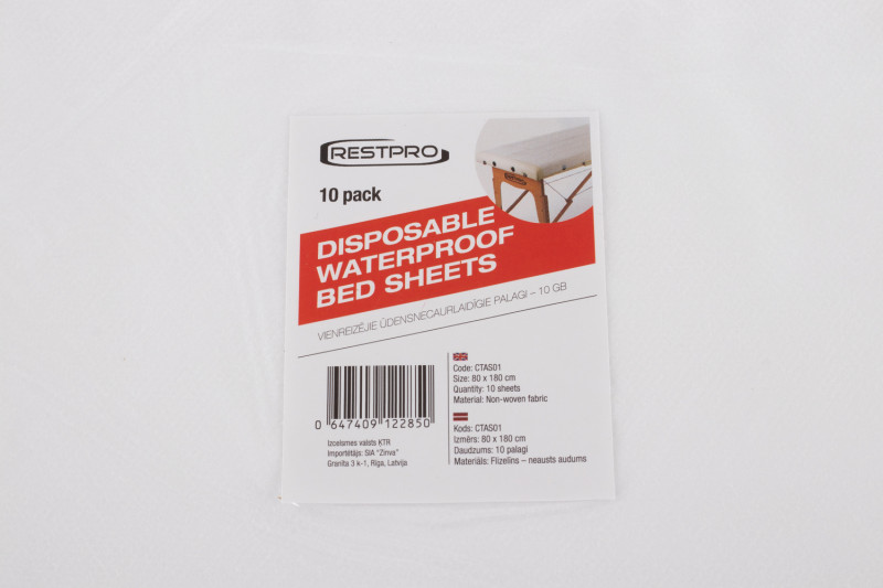 Disposable Waterproof Bed Sheets - 80x180 cm, 10 pack