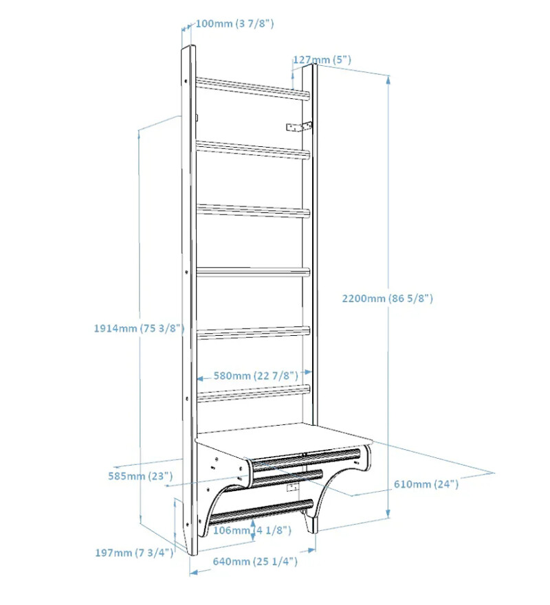 Деревянная шведская лестница RESTPRO® WOOD 230х65 см с столиком