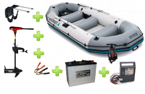 Intex MARINER 4 FULL SET ar Neraus NRS 36X + akumulators Intact Traktion-Power 125Ah