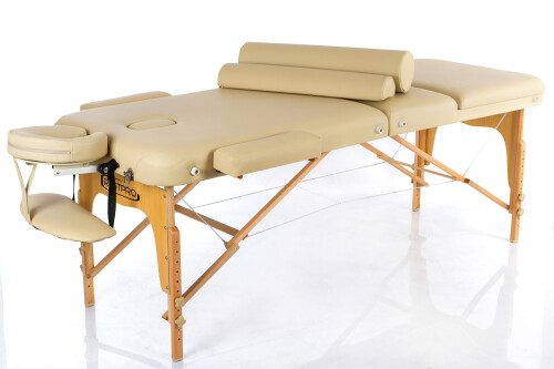 RESTPRO® Memory 3 Beige Portable Massage Table + Massage Bolsters