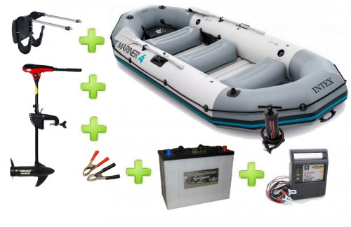 Intex MARINER 4 FULL SET ar Neraus NRS 46X + akumulators Intact Traktion-Power 125Ah