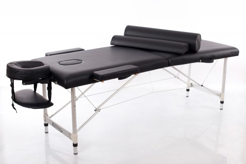 RESTPRO® ALU 2 M Black masāžas galds + masāžas ruļļi